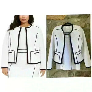 NWT Calvin Klein Contrast Piping Zip Up Blazer Jacket & Pencil Skirt Suit Set
